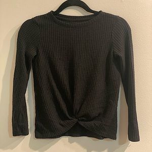 Cat & Jack Girls black ribbed front knot long sleeve. Size YM (7/8)
